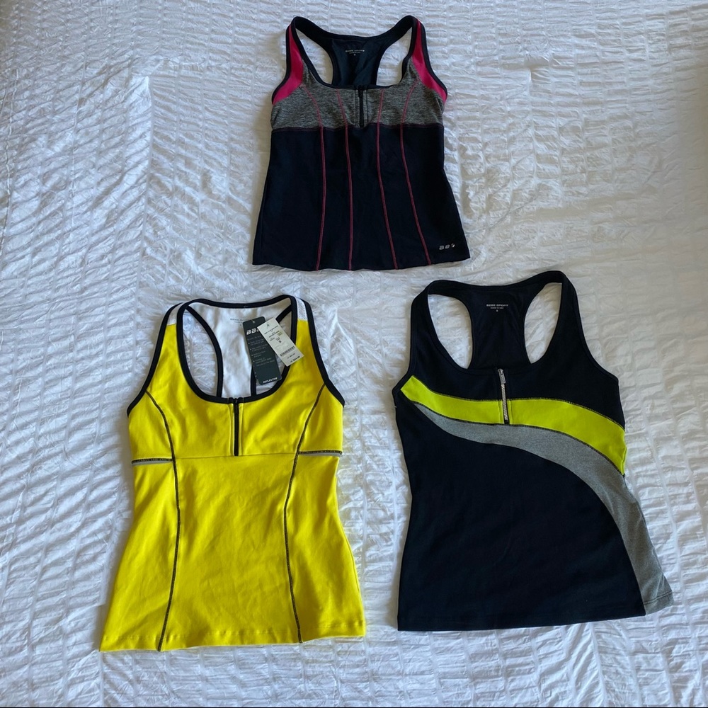 Lot of 3 BEBE Sport Women’s Racerback Tanks, some NWT! Size Small.